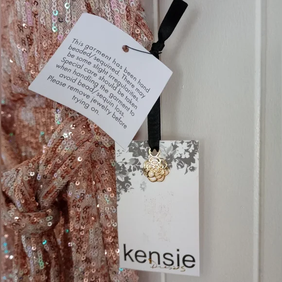 NWT Kensie Sequin Boat-Neck Tie-Waist Sheath Dress - Picture 6 of 8